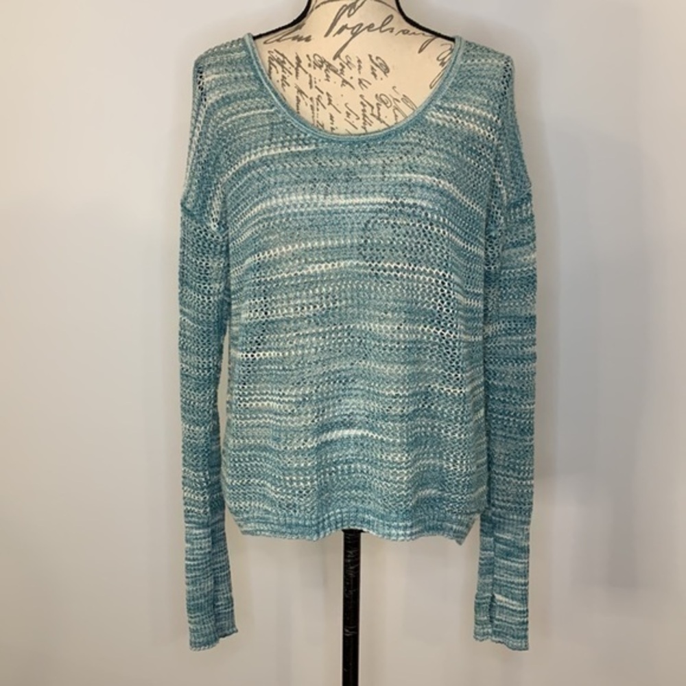 Soybu Gigi Boardwalk scoop neck sweater open knit cross back L